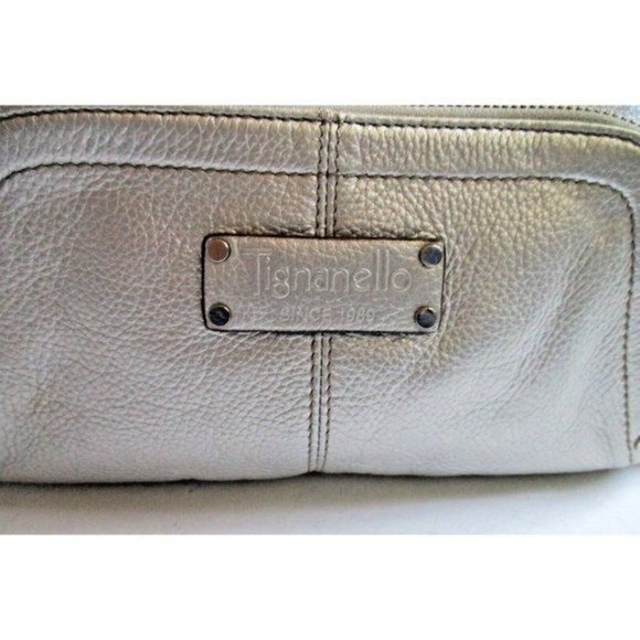 Tignanello Silver Pebbled Oversized Hobo Buttery Soft Leather Shoulder Bag - Picture 2 of 10